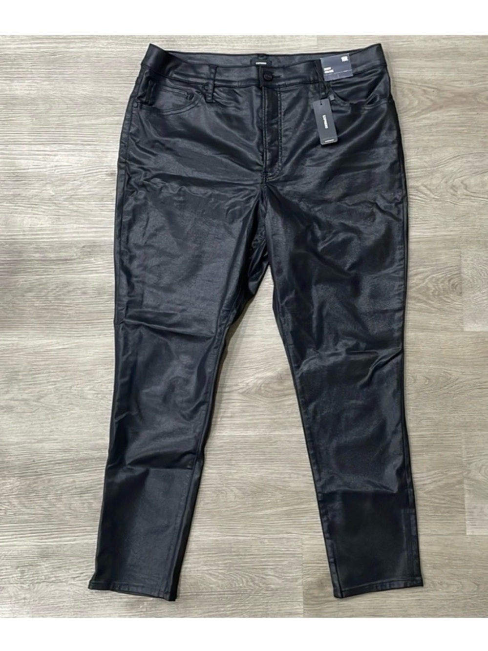Express High Waisted Black Coated Skinny Jeans- Size 18S - New with tags